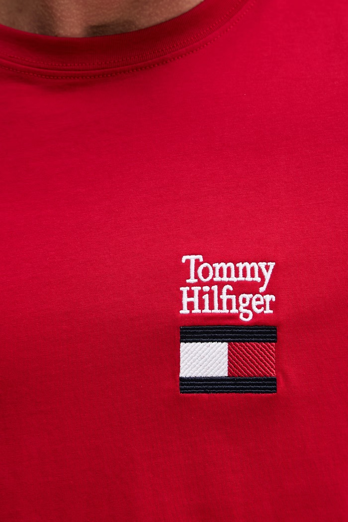 Tommy Hilfiger basic tričko pánske bavlnené MW0MW42367 červená