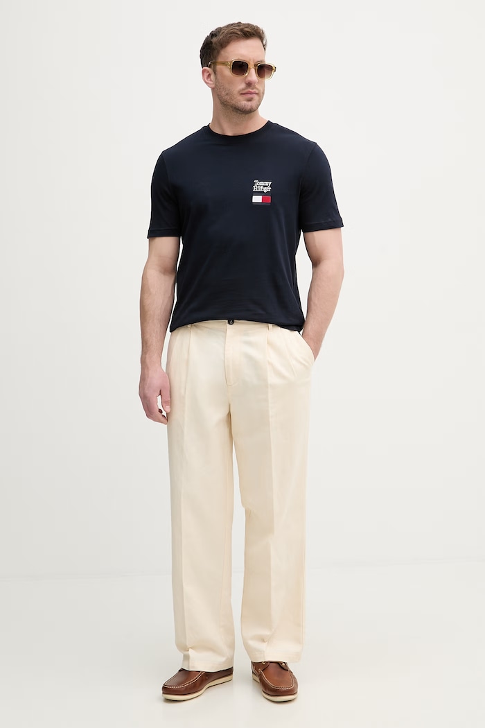 Tommy Hilfiger tricou basic bărbătesc din bumbac MW0MW42367 bleumarin SS26