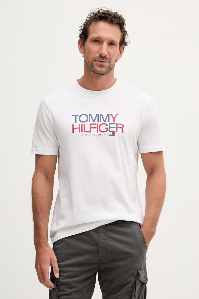 Tommy Hilfiger tricou pentru bărbați, din bumbac alb MW0MW42369
