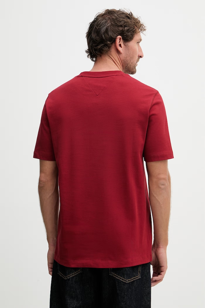 Oblečenie Tommy Hilfiger tričko pánske bavlnené MW0MW42387 burgundské
