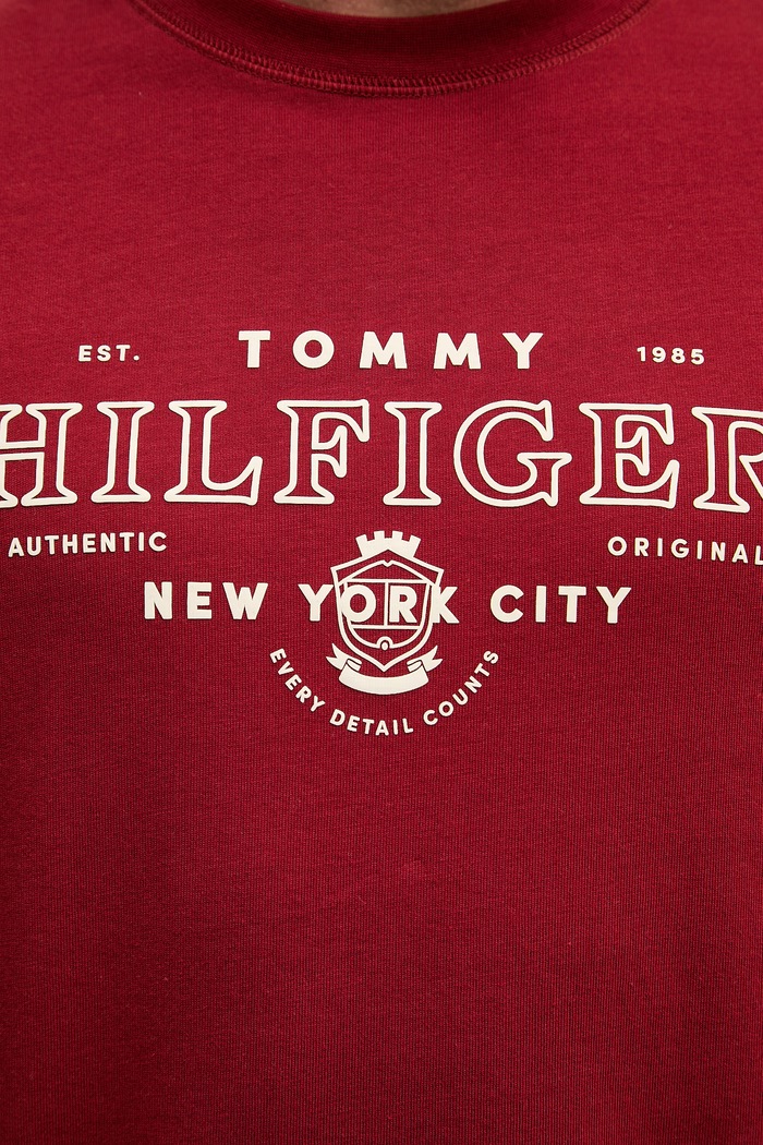 Tommy Hilfiger tričko pánske bavlnené MW0MW42387 burgundské