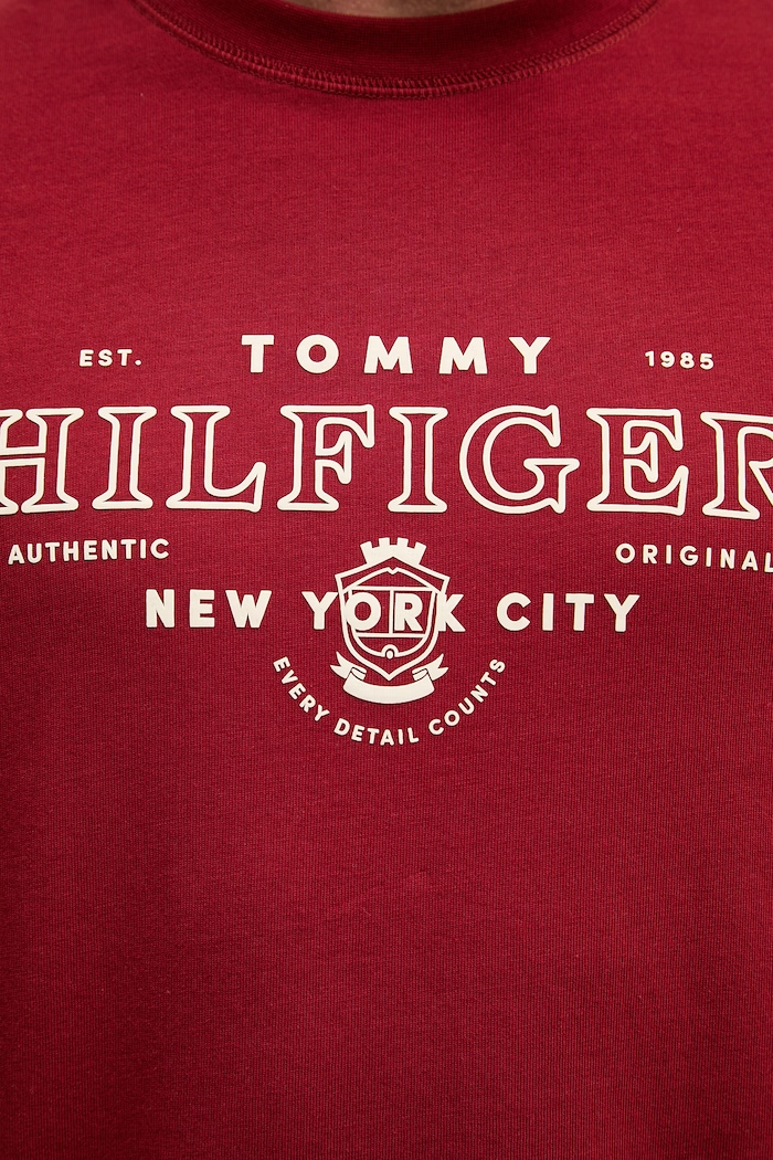 Tommy Hilfiger tričko pánske bavlnené MW0MW42387 burgundské