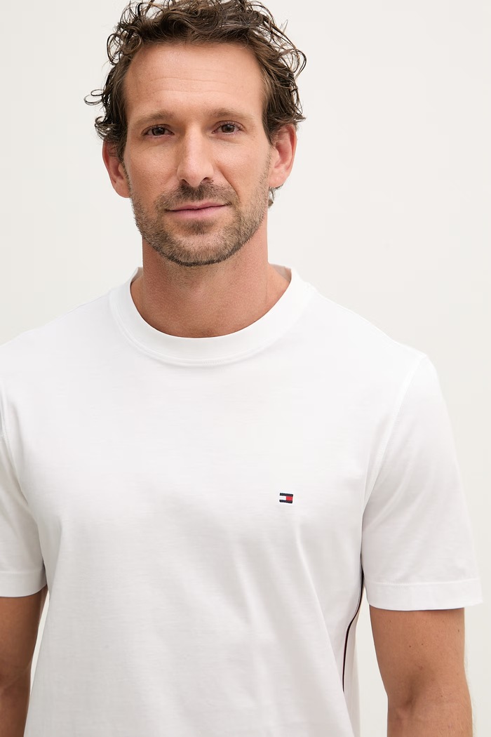 Tommy Hilfiger tricou basic bărbătesc din bumbac alb MW0MW42393