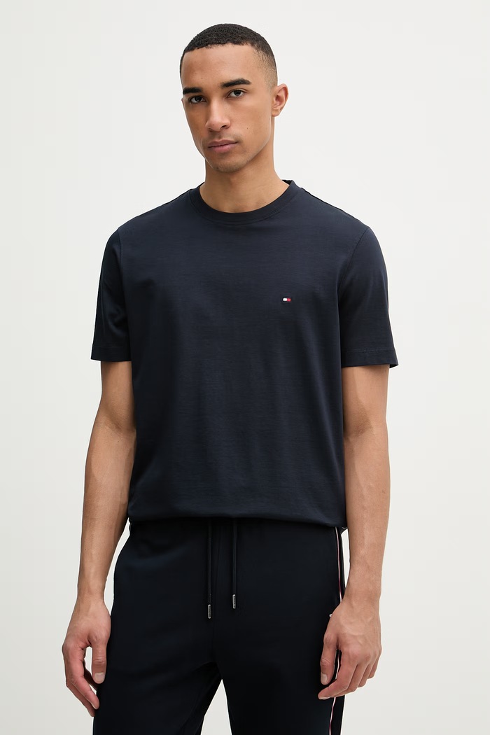 Tommy Hilfiger basic tričko pánske bavlnené tmavomodrá MW0MW42393