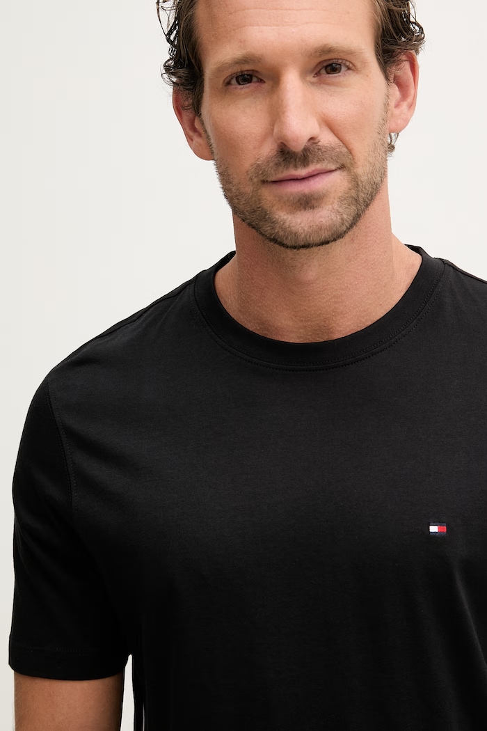 Tommy Hilfiger tricou basic bărbătesc din bumbac negru MW0MW42393