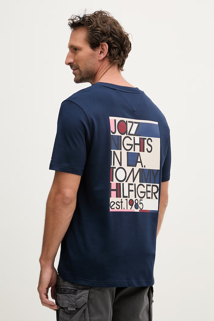 Tommy Hilfiger tricou basic pentru bărbați, din bumbac bleumarin MW0MW42394