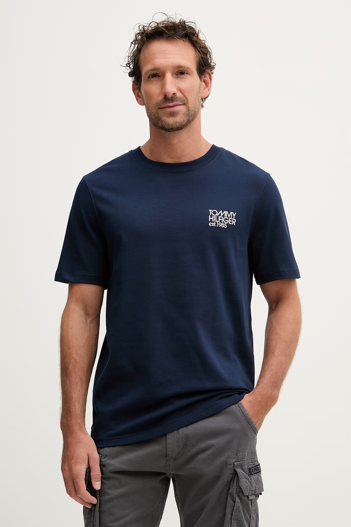 Îmbrăcăminte Tommy Hilfiger tricou basic pentru bărbați, din bumbac MW0MW42394 bleumarin