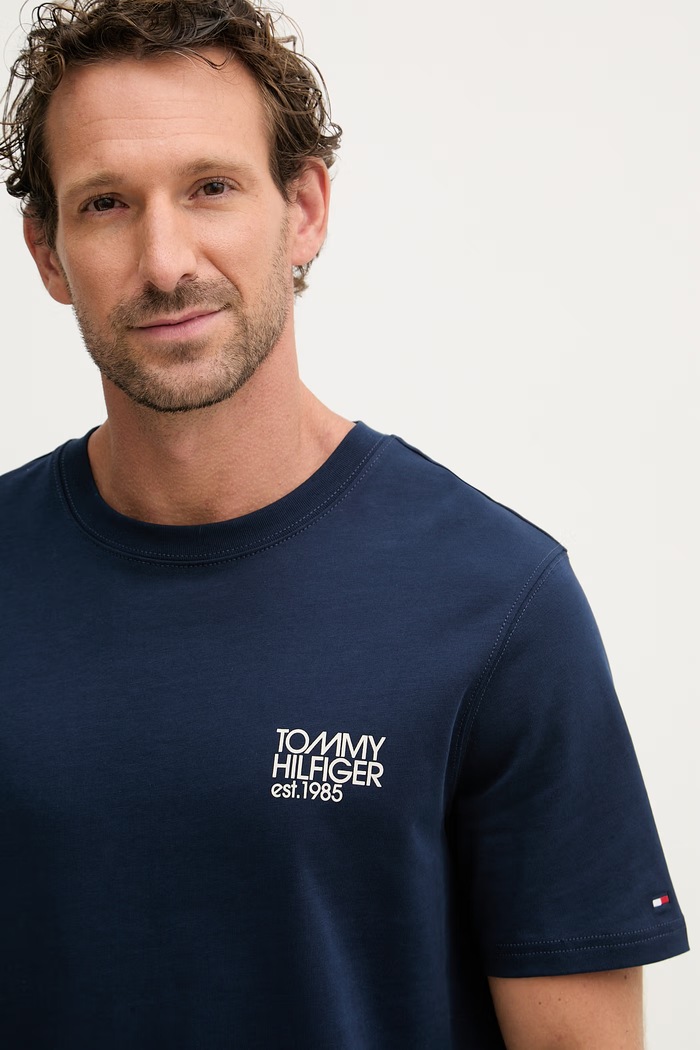 Tommy Hilfiger tricou basic pentru bărbați, din bumbac bleumarin MW0MW42394