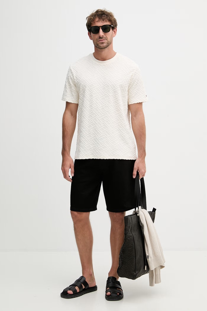 Tommy Hilfiger tričko pánske bavlnené SUMMER MW0MW42381 béžová SS26