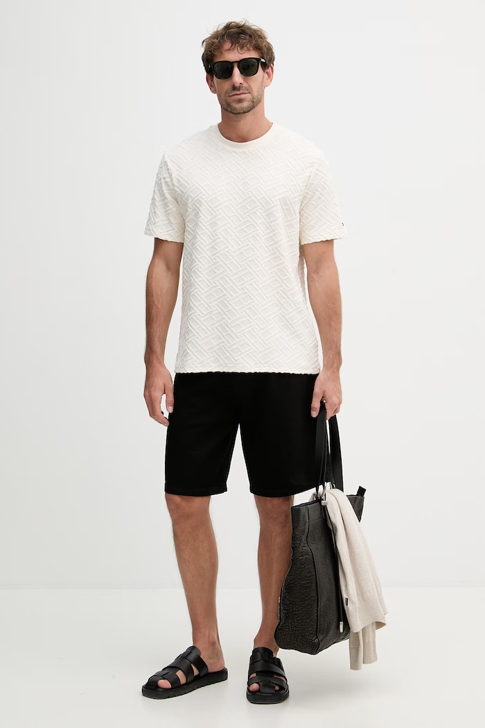 Tommy Hilfiger tričko pánske bavlnené SUMMER MW0MW42381 béžová SS26