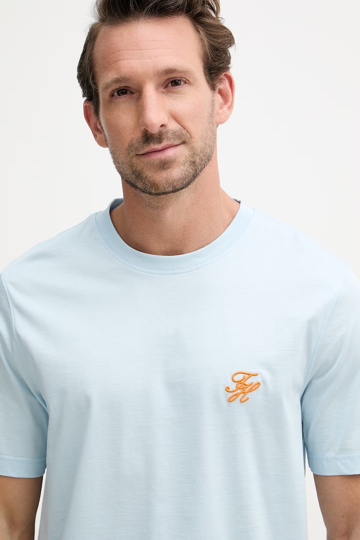 Tommy Hilfiger basic tričko pánske bavlnené SUMMER modrá MW0MW43066