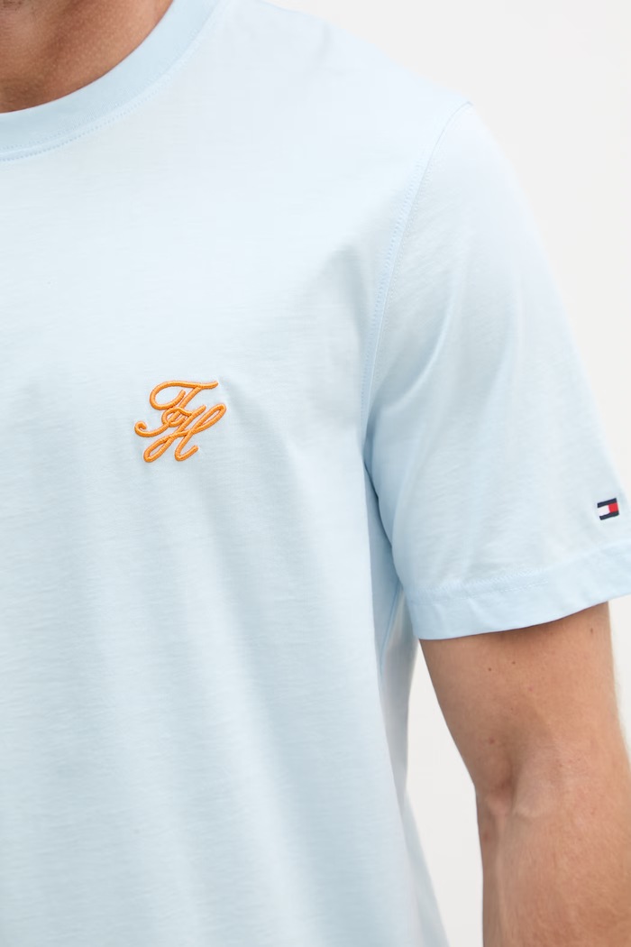 Tommy Hilfiger basic tričko pánske bavlnené SUMMER MW0MW43066 modrá