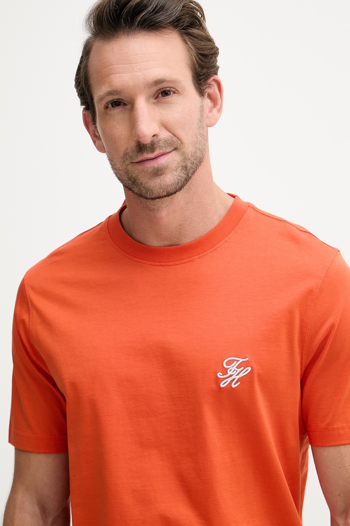 Tommy Hilfiger basic tričko pánske bavlnené SUMMER oranžová MW0MW43066