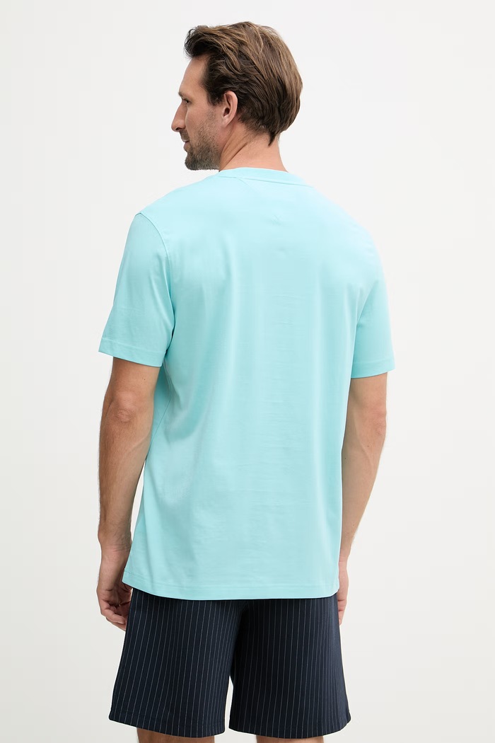 Oblečenie Tommy Hilfiger basic tričko pánske bavlnené SUMMER MW0MW43066 tyrkysová