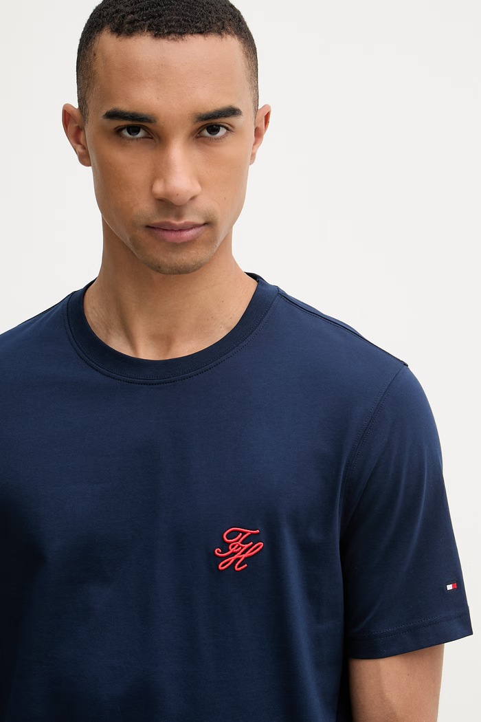 Tommy Hilfiger basic tričko pánske bavlnené SUMMER tmavomodrá MW0MW43066