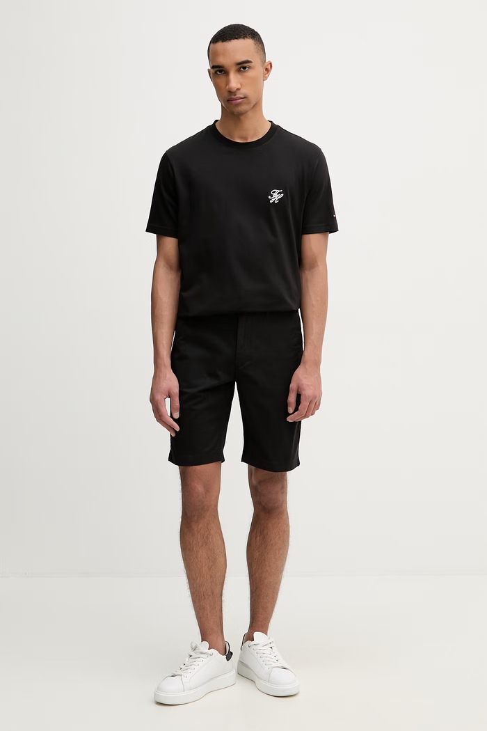 Tommy Hilfiger t-shirt basic Ανδρικό βαμβακερό SUMMER MW0MW43066 μαύρο SS26