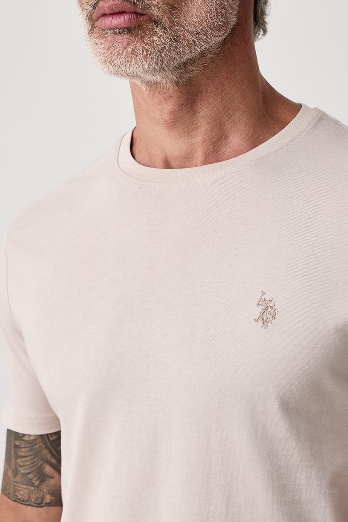 T-shirt męski bawełniany DHM U.S. Polo Assn. MUP3310 beżowy