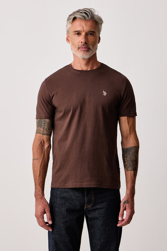 U.S. Polo Assn. T-shirt ανδρικό βαμβακερό DHM καφέ MUP3310