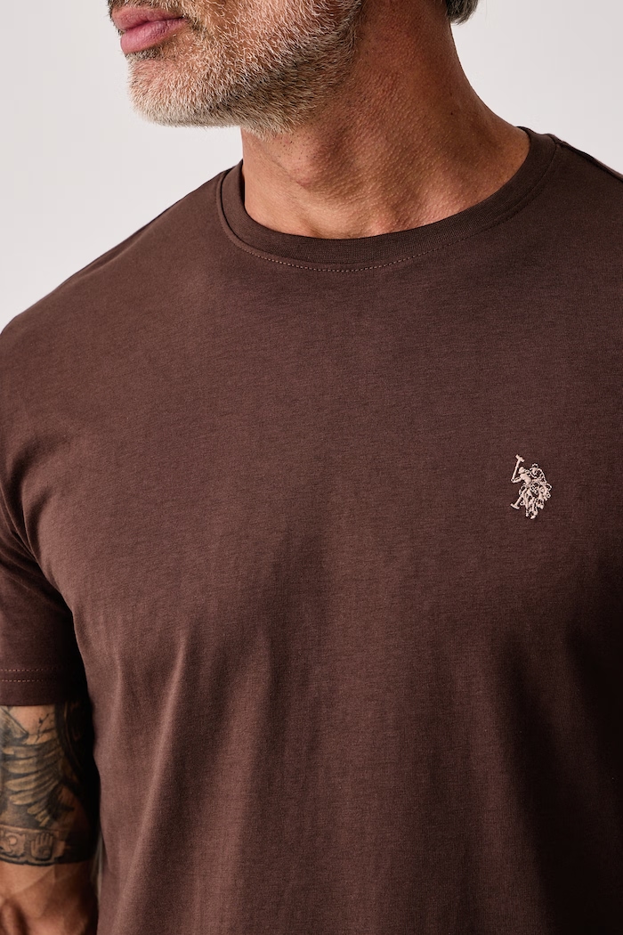 T-shirt ανδρικό βαμβακερό DHM U.S. Polo Assn. MUP3310 καφέ