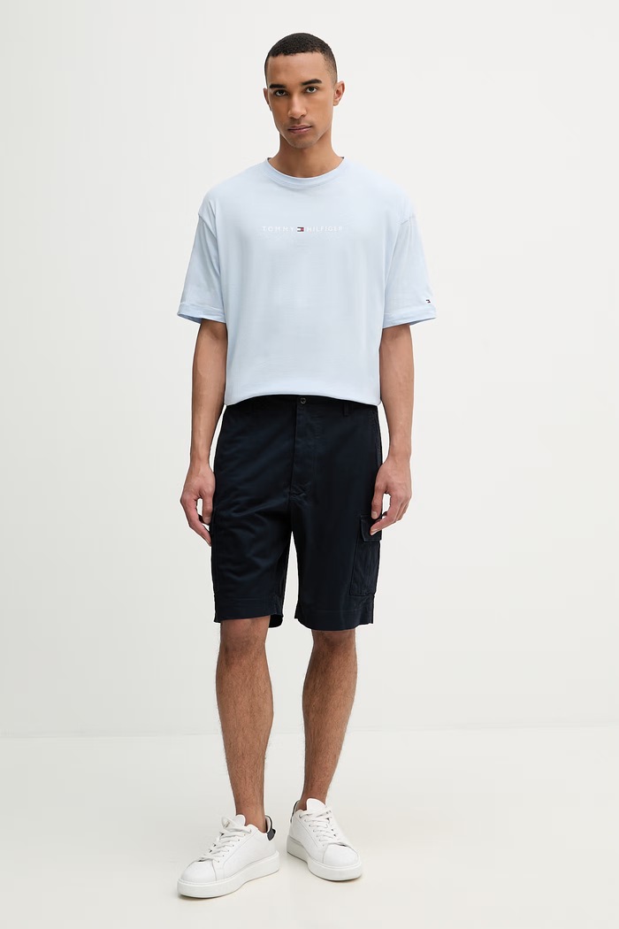 Tommy Hilfiger T-shirt męski bawełniany UM0UM03643 niebieski SS26