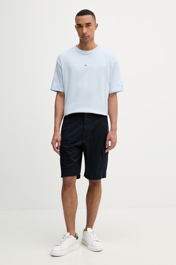 Tommy Hilfiger T-shirt męski bawełniany UM0UM03643 niebieski SS26