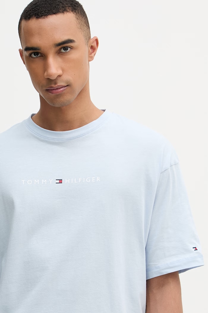 Tommy Hilfiger T-shirt męski bawełniany niebieski UM0UM03643