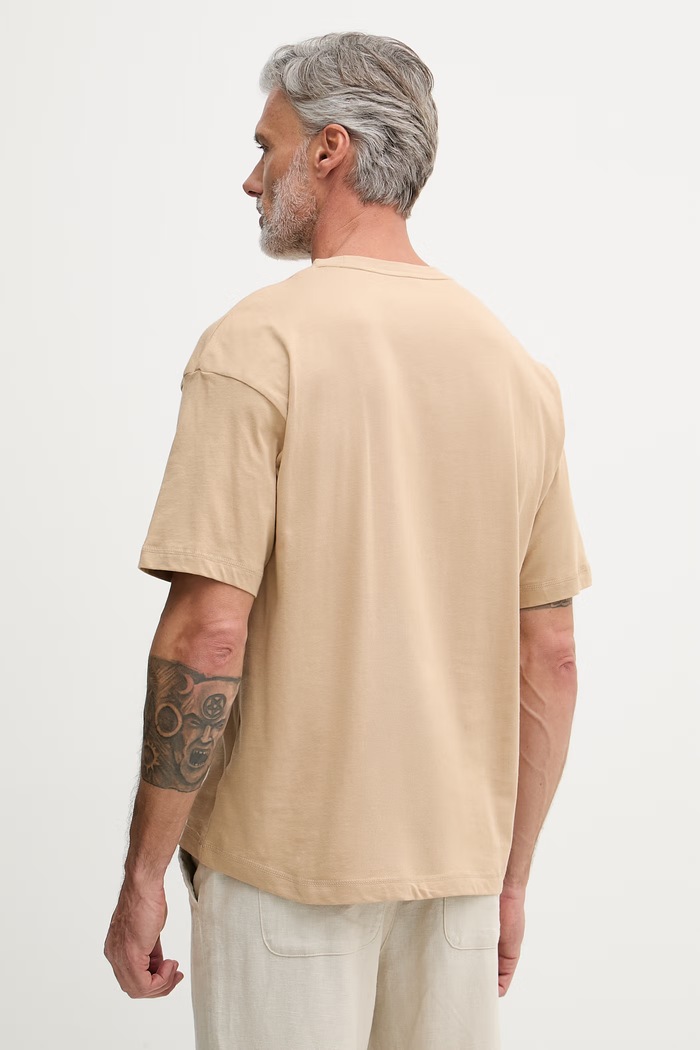 Îmbrăcăminte Tommy Hilfiger tricou pentru bărbați, din bumbac UM0UM03643 bej
