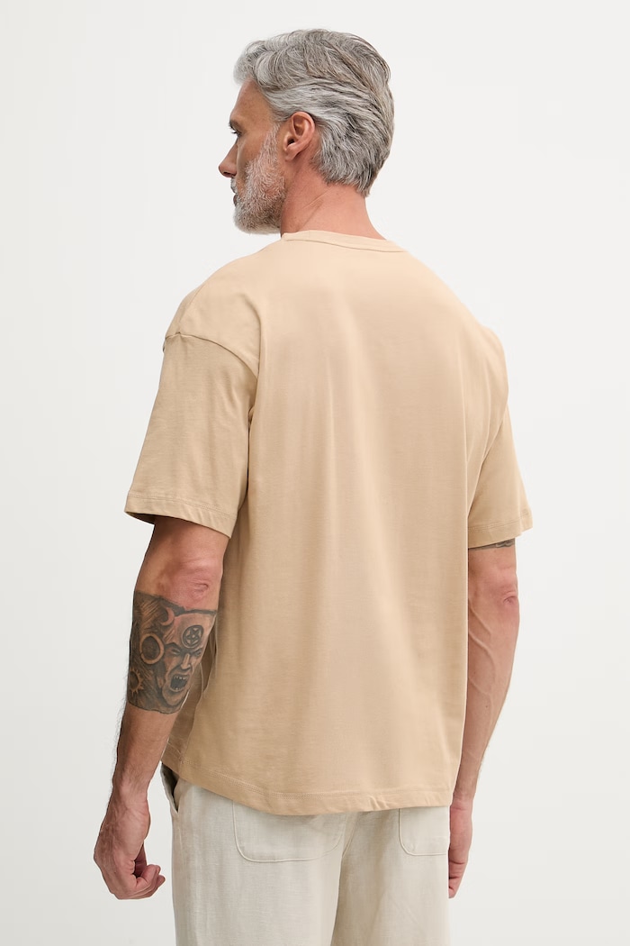 Îmbrăcăminte Tommy Hilfiger tricou pentru bărbați, din bumbac UM0UM03643 bej
