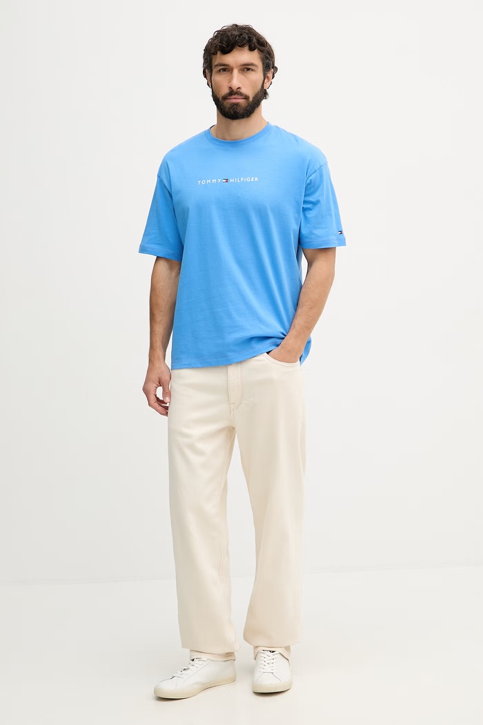 Tommy Hilfiger tricou pentru bărbați, din bumbac UM0UM03643 albastru SS26