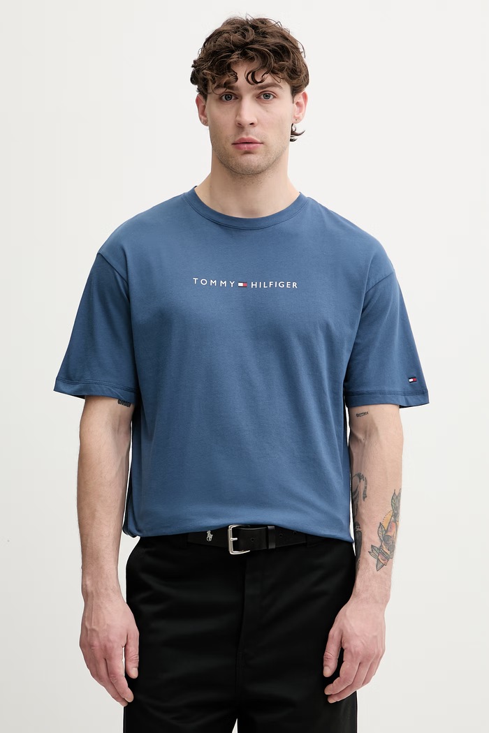 Tommy Hilfiger tričko pánske bavlnené tmavomodrá UM0UM03643