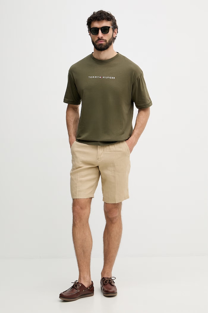 Tommy Hilfiger tričko pánske bavlnené UM0UM03643 zelená SS26