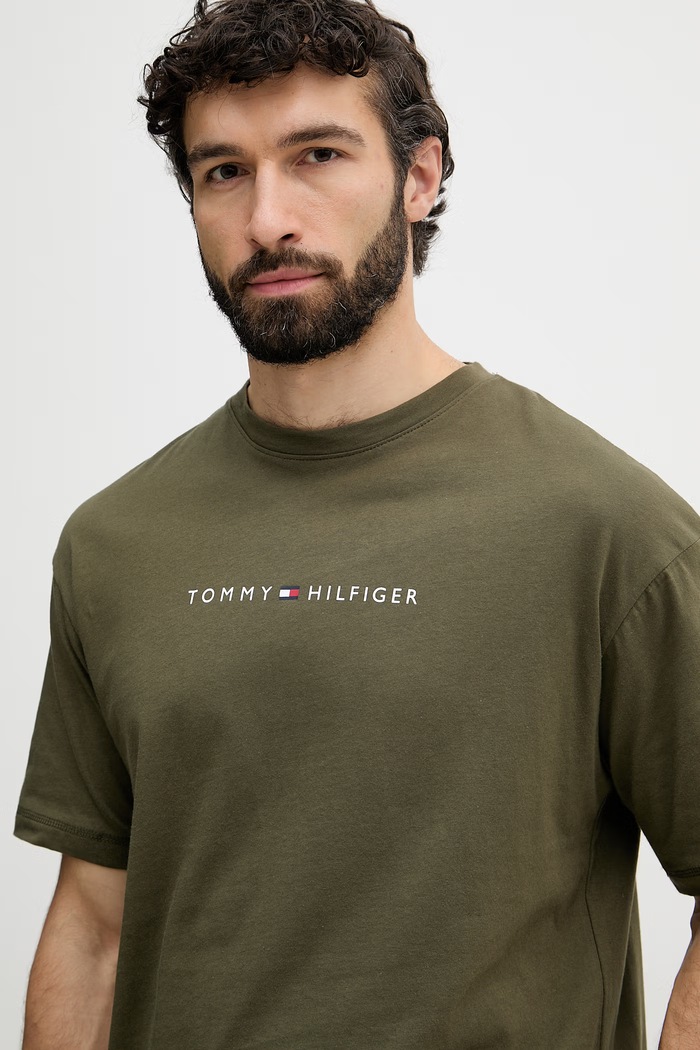 Tommy Hilfiger tričko pánske bavlnené zelená UM0UM03643