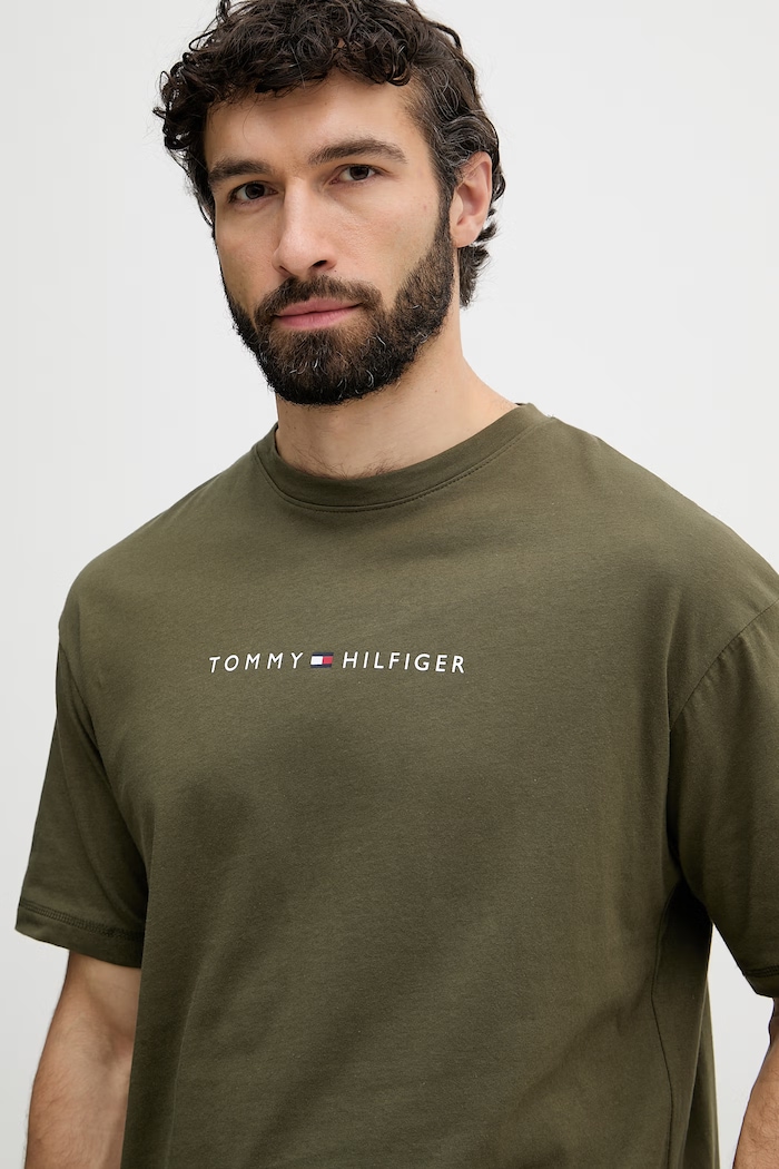 Tommy Hilfiger tričko pánske bavlnené zelená UM0UM03643