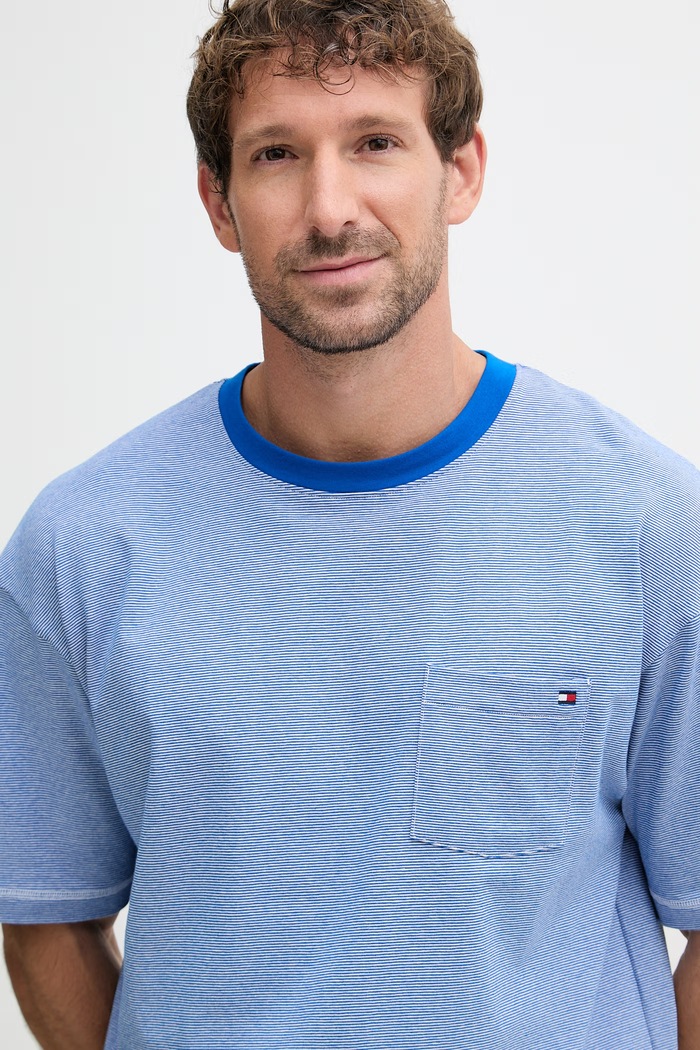 Tommy Hilfiger tričko pánske bavlnené s elastanom modrá UM0UM03786