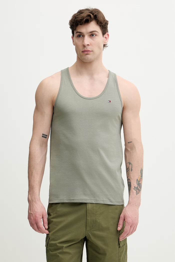 Tommy Hilfiger top pánsky bavlnený 3-pak UM0UM03867 zelená SS26