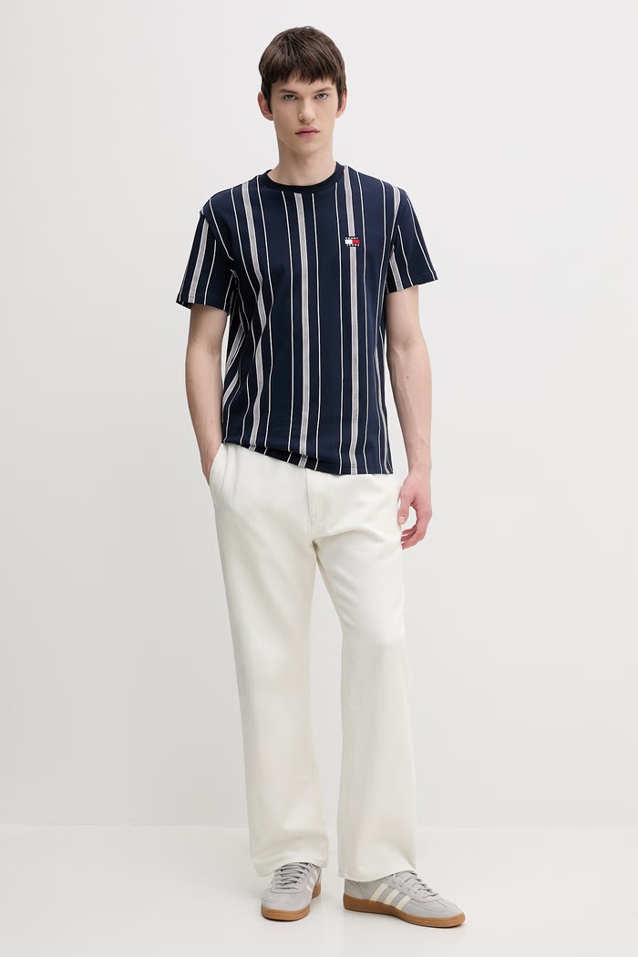 Tommy Jeans tričko pánske bavlnené DM0DM21939 tmavomodrá SS26
