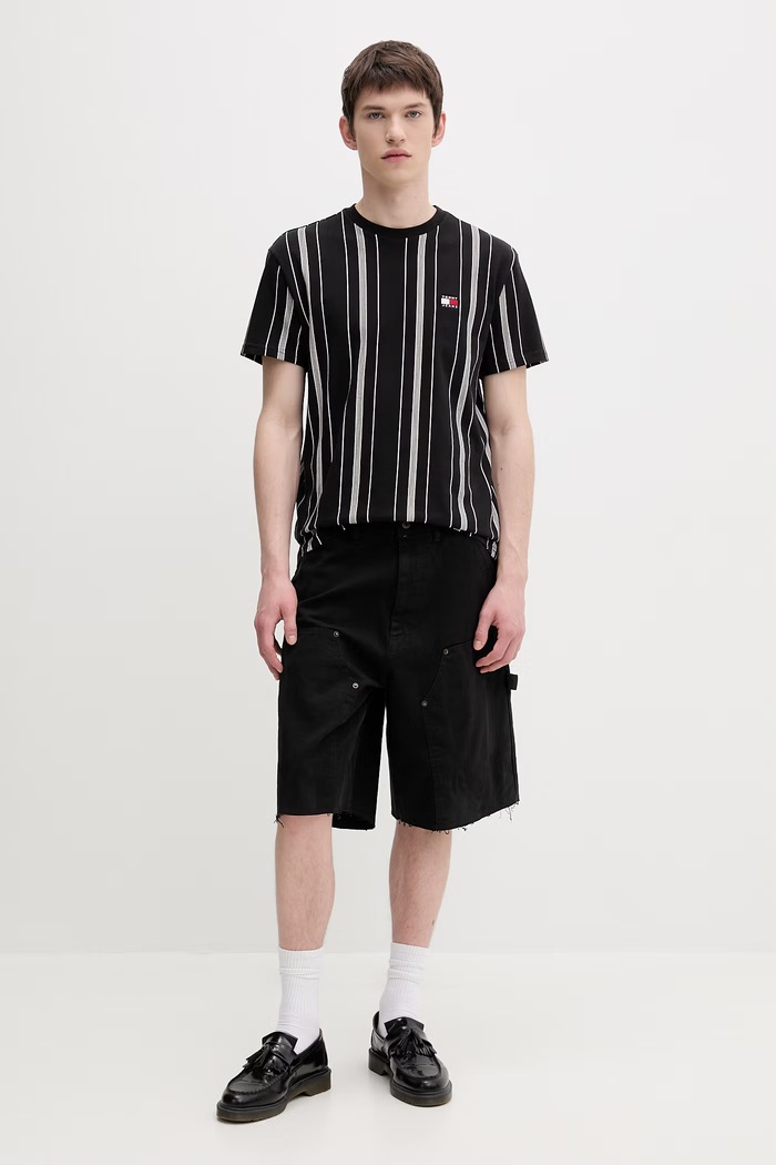 Tommy Jeans tricou pentru bărbați, din bumbac DM0DM21939 negru SS26