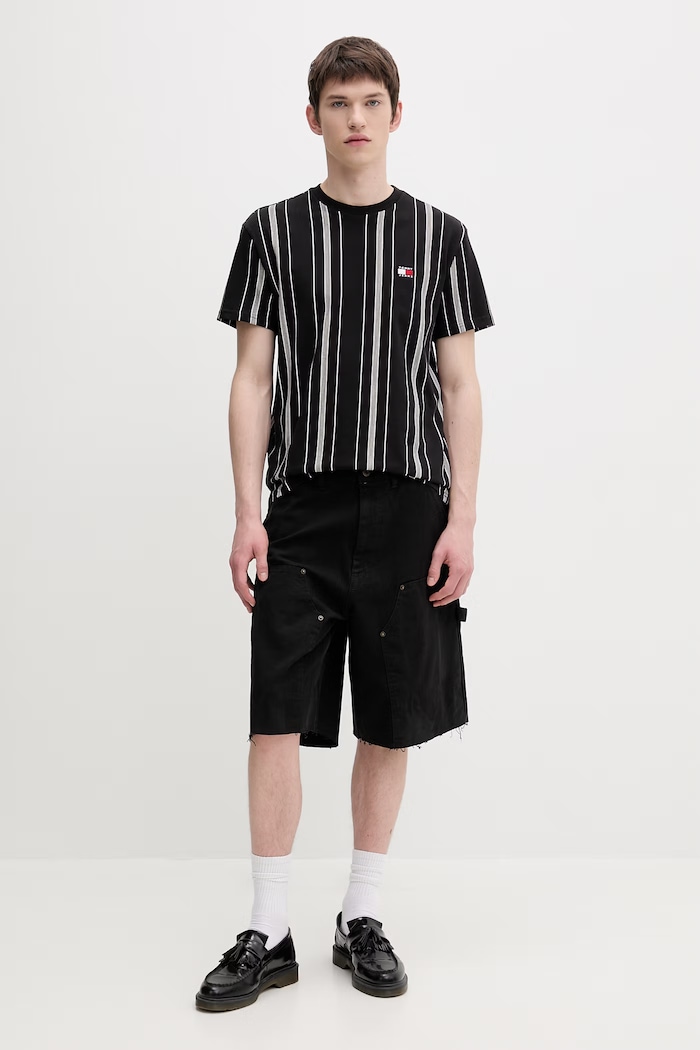 Tommy Jeans tricou pentru bărbați, din bumbac DM0DM21939 negru SS26