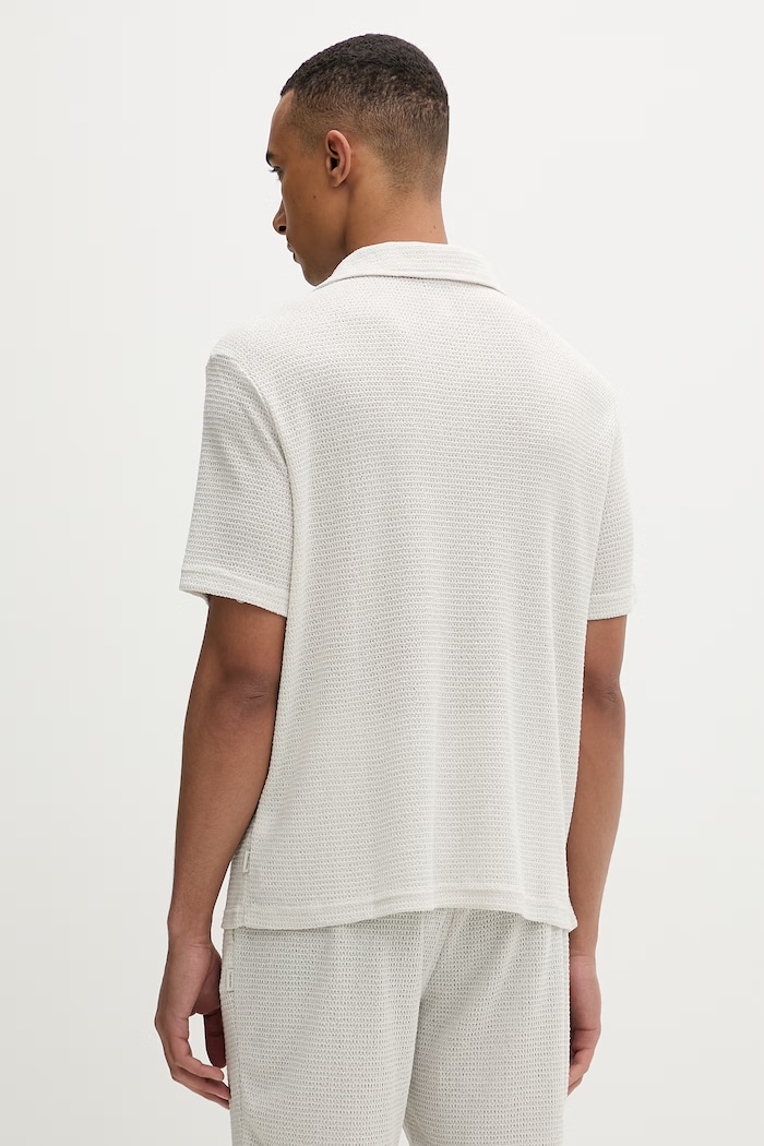 Odzież Calvin Klein polo swetrowe męskie z wiskozą LV00NM2986 beżowy