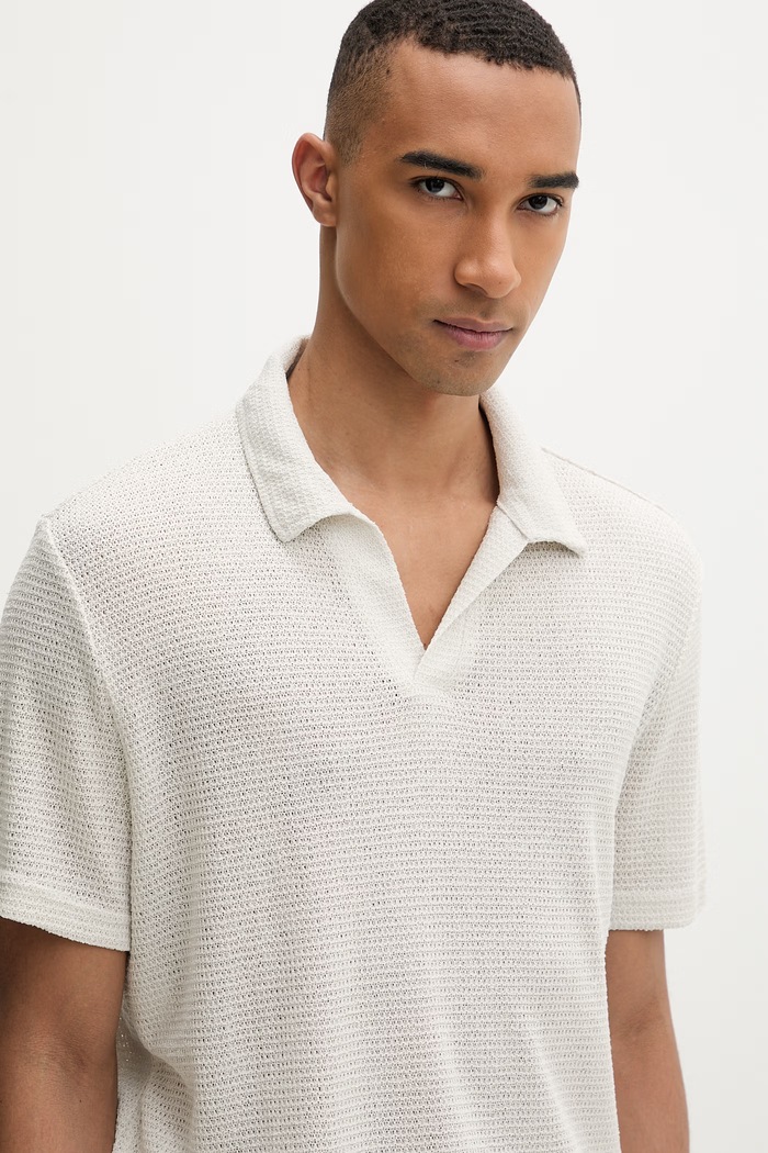 Calvin Klein polo swetrowe męskie z wiskozą beżowy LV00NM2986