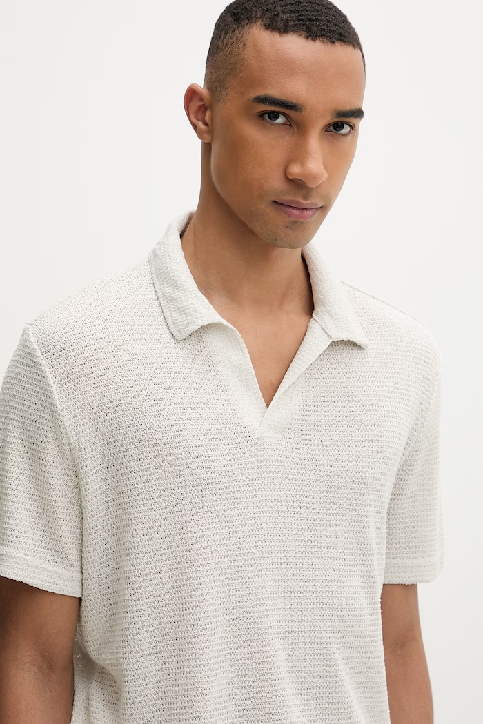 Calvin Klein polo swetrowe męskie z wiskozą beżowy LV00NM2986