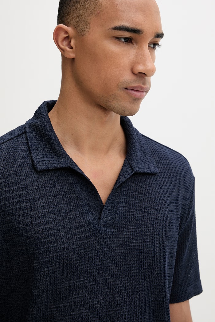 Calvin Klein úpletové polo tričko pánske s viskózou tmavomodrá LV00NM2986
