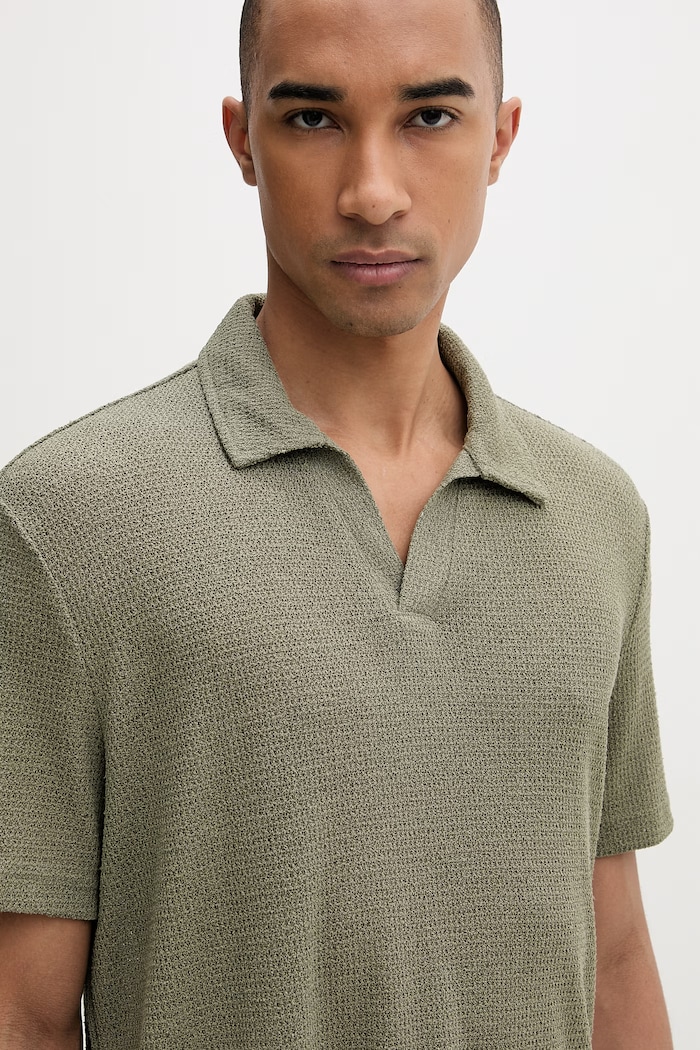 Calvin Klein úpletové polo tričko pánske s viskózou zelená LV00NM2986