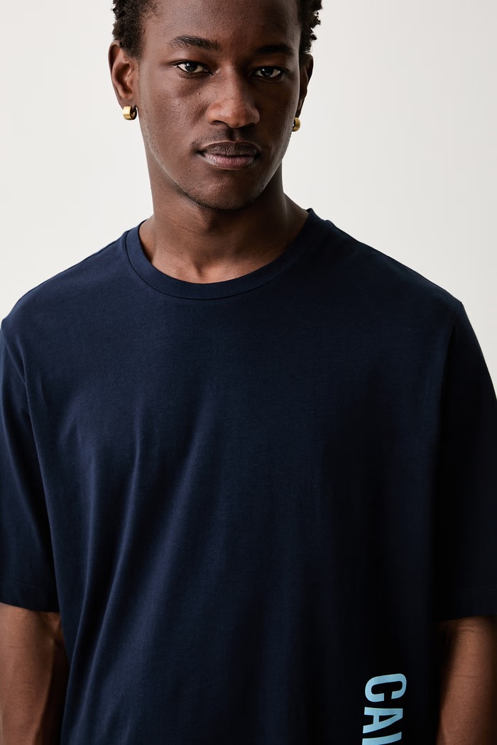 Calvin Klein T-shirt męski z bawełną granatowy LV00NM3019
