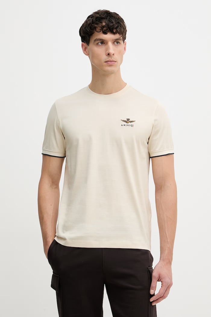 Aeronautica Militare тениска мъжка памучна бежов TS2508UJ00682