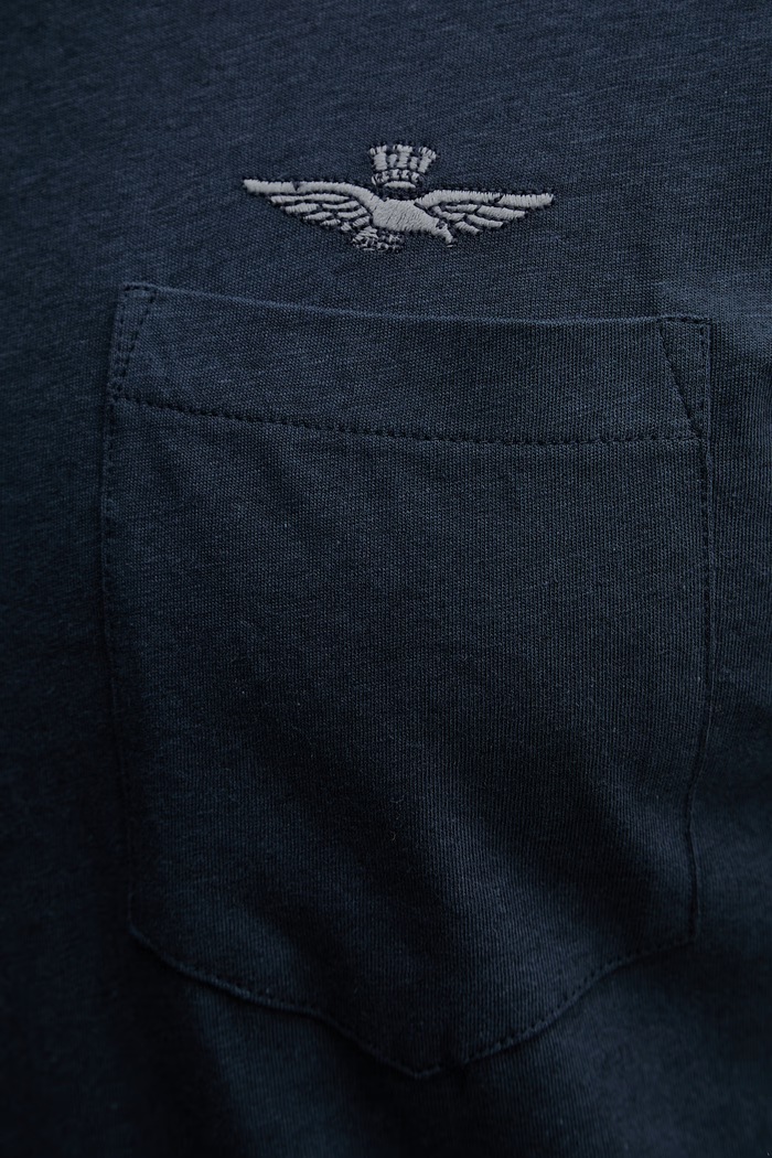 Aeronautica Militare t-shirt z dodatkiem lnu TS2510UJ00720 granatowy