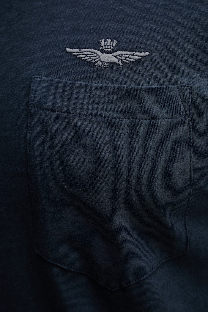 Aeronautica Militare t-shirt z dodatkiem lnu TS2510UJ00720 granatowy
