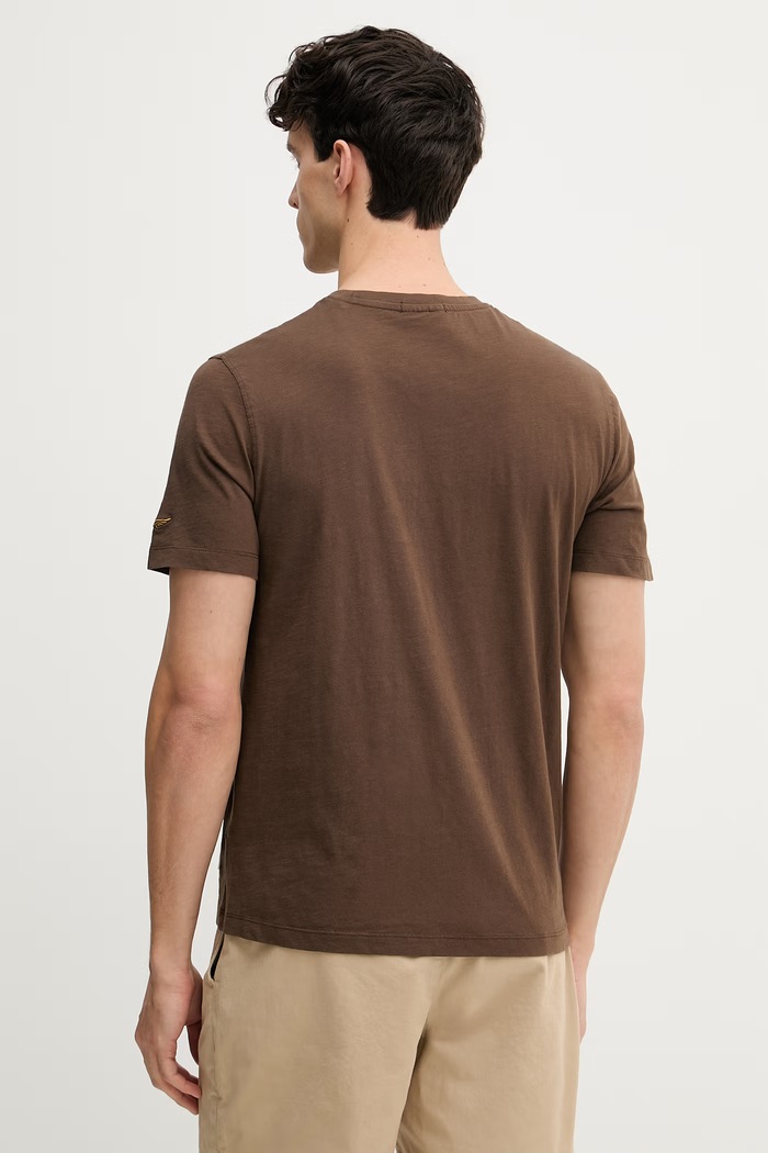 Дрехи Aeronautica Militare тениска мъжка памучна TS2526UJ00686 кафяв