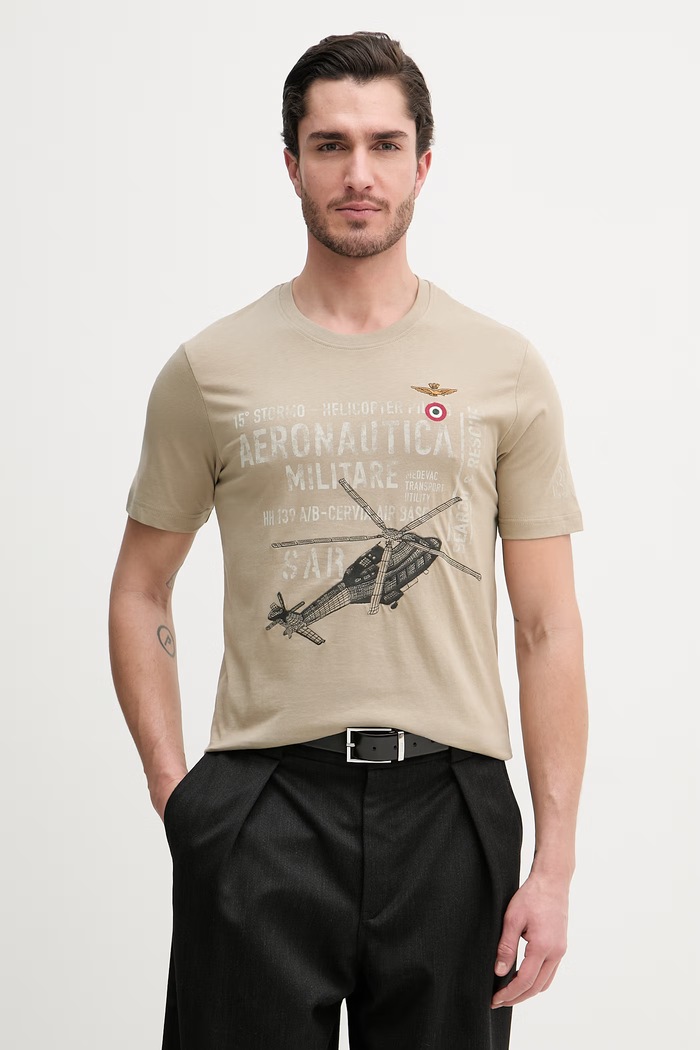 Βαμβακερό μπλουζάκι Aeronautica Militare βαμβάκι πράσινο TS2528UJ00641