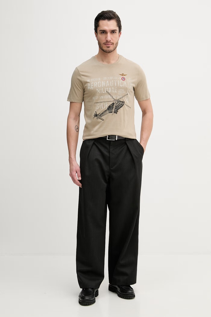 Βαμβακερό μπλουζάκι Aeronautica Militare TS2528UJ00641 πράσινο SS26